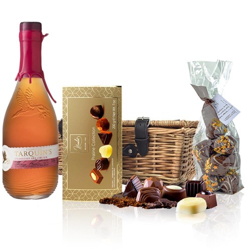Tarquins Strawberry and Lime Gin 70cl And Chocolates Hamper